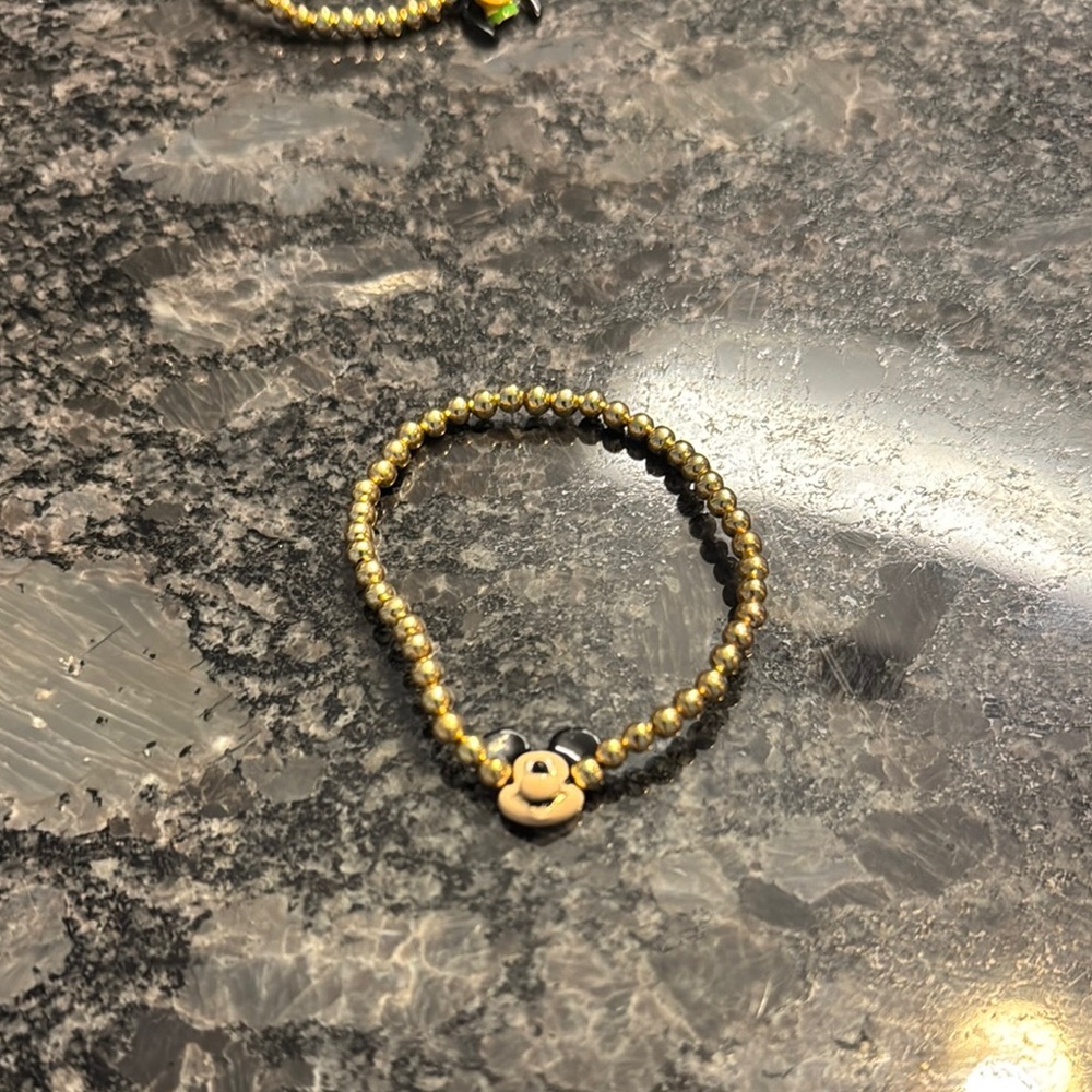Gold Beaded Baublebar Mickey Mouse Charm Bracelet. Gently worn.